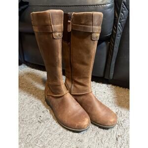 Eddie Bauer W7 Trace Riding Boots Espresso Brown Leather Zip 15” Tall Boots